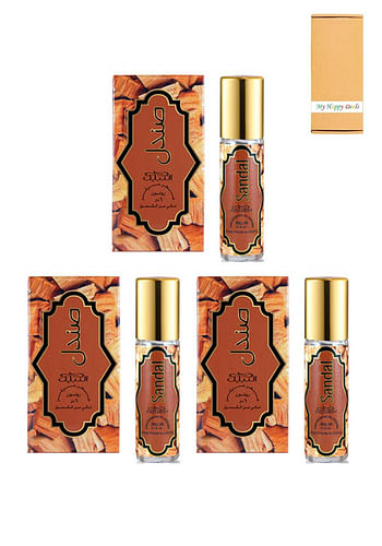 3 Pcs Nabeel Sandal Alcohol Free Roll On Oil Perfume 6ML