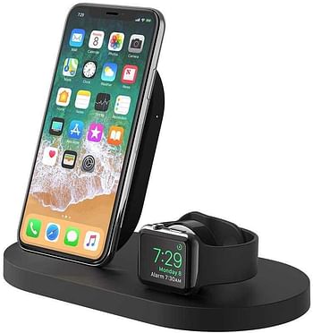 Belkin F8J235myBLK Boost Up Wireless Charging Dock for iPhone + Apple Watch + USB-A Port, Black