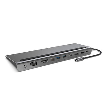 Belkin CONNECT USB-C 11-in-1 Multiport Dock - Aux, VGA, Micro/SD Slots, Ethernet, 2x USB-A 3.0, USB-A 2.0, DP, HDMI 4K, Type-C Ports, for MacBook Pro/Air, iPad Pro & other USB-C Devices