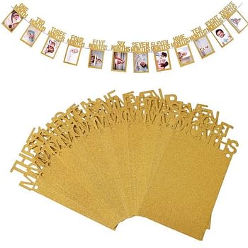 First Birthday Photo Frame Banner for kids -Gold-L