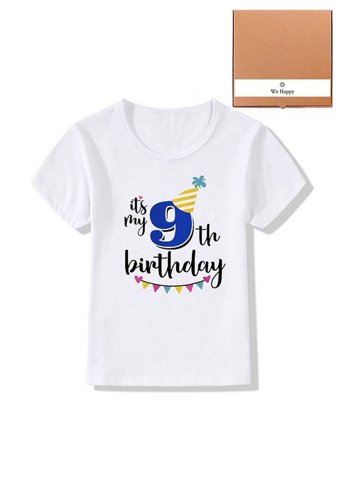 Its My 9th Birthday Party Boys and Girls Costume Tshirt Memorable Gift Idea Amazing Photoshoot Prop  - Blue