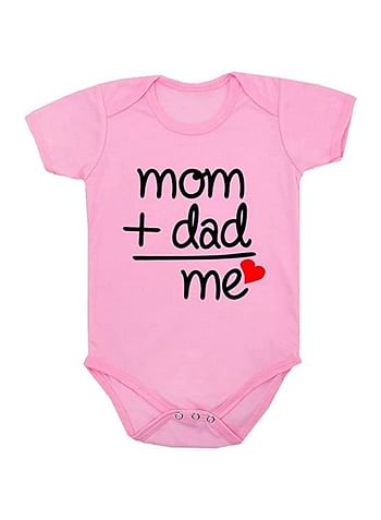 Mom Dad Me Baby Romper Funny Cute Infant Bodysuit Birthday Costume - Pink - 9 to 12 months