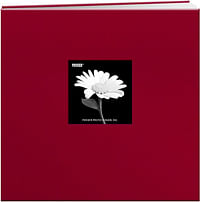 Pioneer 12-Inch by 12-Inch Book Cloth Cover Postbound Album with Window, Red