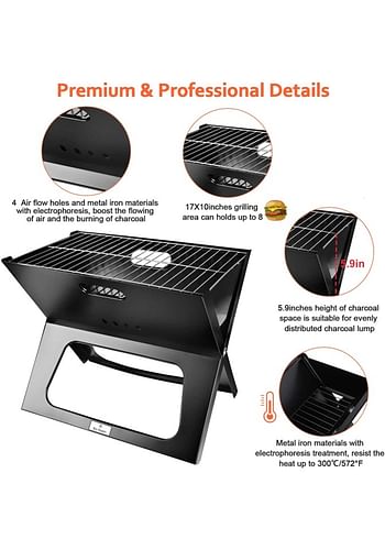 We Happy Portable Outdoor Barbecue X Type Charcoal Grill | Foldable & Easy to Use