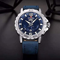 NaviForce 9122 Men's Sport Leather Wrist Quartz Watch - Blue