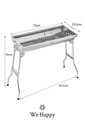 6 Pcs Portable Stainless Steel Barbecue Folding Outdoor Charcoal Grill, Perfect for Camping, Picnic, and Easier to Carry