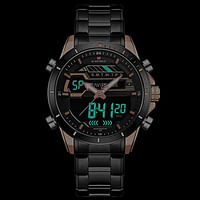 Men Sports Watches Men's Fashion LED Digital Quartz Waterproof Army Military Stainless Steel Wrist Watch Men's standard Rose Gold