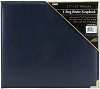 Pioneer 12 Inch by 12 Inch 3-Ring Sewn Oxford Cover Scrapbook Binder, Navy Blue