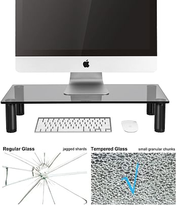 FITUEYES Black Computer TV Riser Stand with Adjustable Leg fit 2 Monitors, Desk Organizer for Home Office DT106002GT