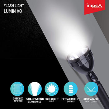 Impex 5W Cree LED 300mAh Rechargeable LED Handheld Flashlight with Sharp & Long Range Beam, Machined Aircraft Aluminium Body