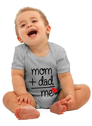 Mom Dad Me Baby Romper Funny Cute Infant Bodysuit Birthday Costume - Grey - 9 to 12 months