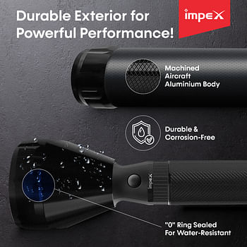 Impex LUMIN X4 Rechargeable LED Flashlight featuring High Bright 5W Cree LED