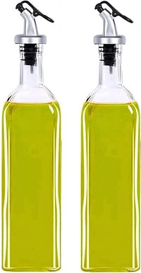 Royal Mark Glass Oil Bottle and Vinegar Pouring Dispenser, Pack of 2) (500ml)