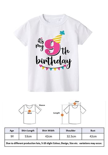 Its My 9th Birthday Party Boys and Girls Costume Tshirt Memorable Gift Idea Amazing Photoshoot Prop  - Pink