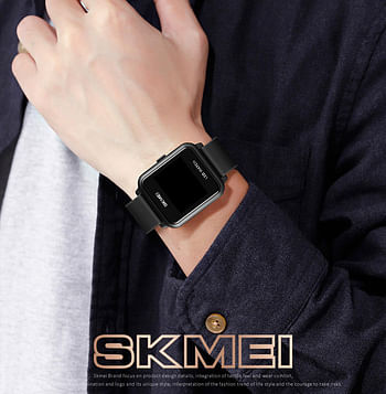 SKMEI 1630 Digital Watch LCD Display Silicone Rubber Wristband Watch LED Touch Screen - Army Green