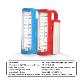 Impex CB 2287 3000mAh 2 pcs Combo LED Rechargeable Lantern, Multicolor