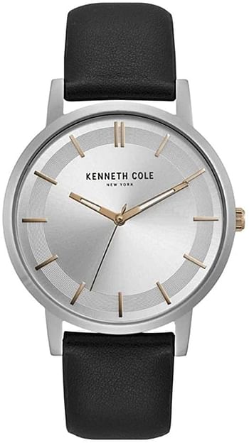 Kenneth Cole Men's Silver Dial Leather Band Watch - KC15183007