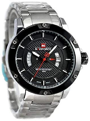 Naviforce Dress Watch For Men Analog Stainless Steel NF9085 - Silver Black