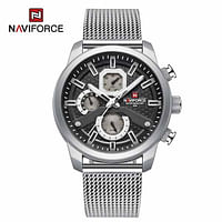 NAVIFORCE NF9211 Movement Quartz Mullti-Funtion Movement Water Proof Mess Stainless Steel Straps for Men's - Silver Black