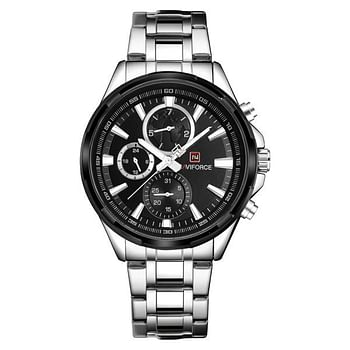 Naviforce NF9089 Casual Watch For Men Analog Multifunction  Stainless Steel - Silver White