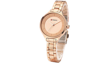 Curren 9015 Quartz Movement Round Dial Stainless Steel Strap Waterproof Women Wristwatch - Full Rose Gold