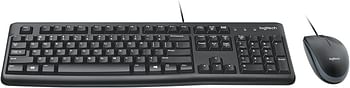 Logitech MK120 Wired Keyboard and Mouse for Windows, Optical Wired Mouse, USB Plug-and-Play, Full-Size, PC/Laptop, English Layout - Black