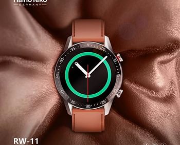 Haino Teko Germany RW-33 46mm Bluetooth Smart Watch, Calls Silver  With *Dual Straps* for Android & IOS Brown Silver