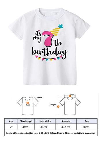 Its My 7th Birthday Party Boys and Girls Costume Tshirt Memorable Gift Idea Amazing Photoshoot Prop  - Pink