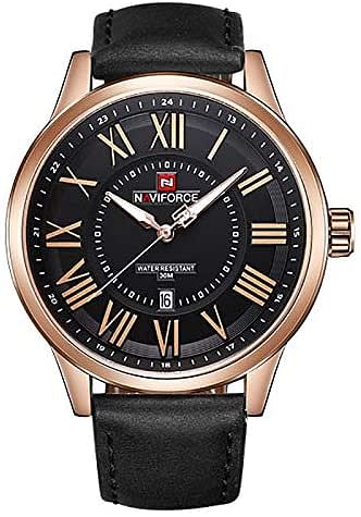 Naviforce Men's Black Dial Genuine Leather Analogue Classic Watch - NF9126-RGBB