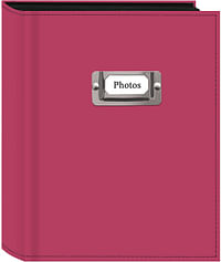 Pioneer Photo 208-Pocket Bright Pink Sewn Leatherette Photo Album with Silvertone Metal I.D. Plate for 4 by 6-Inch Prints