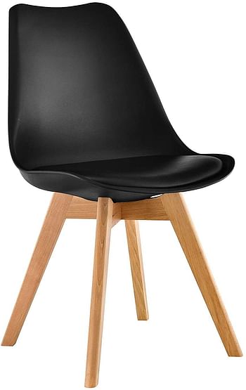 Mahmayi Dining Chairs Set of 2, Modern Mid Century Classic Style Molded Plastic Side Dining Chair with Natural Wood Leg, Heavy Duty for Dining Room (Set of 2)