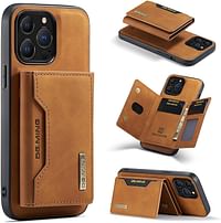 Wallet Case Compatible with iPhone 13 Pro, DG.MING Premium Leather Phone Case Back Cover Magnetic Detachable with Trifold Wallet Card Holder Pocket for iPhone 13 Pro (Brown)