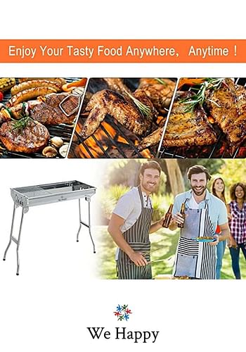 6 Pcs Portable Stainless Steel Barbecue Folding Outdoor Charcoal Grill, Perfect for Camping, Picnic, and Easier to Carry