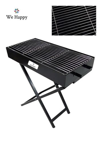 Barbecue Folding Outdoor Metal Grill with Blower Fan X Shape Stand 80 CM Large Black, Perfect for Camping, Picnic, and Easier to Carry