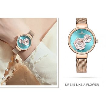 Neviforce 5013 Venice Floral Women Watch - Gold