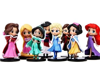 8-Pieces Princess Action Figure Dolls Collectable Toy Set | Pretend Play for Kids | Cake Topper