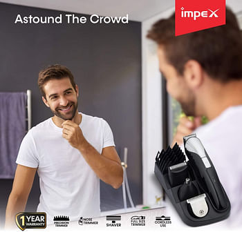 Impex  8-in-1 Professional Multi grooming and Trimmer Kit nose trimmer Cordless with USB Charging 60 Mins Run Time