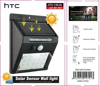 HTC 20-LED Solar Powered Motion Sensor Wall Light