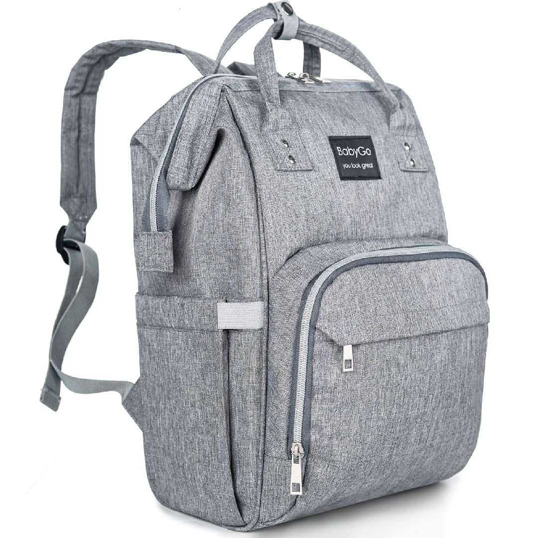 Baby Go Diaper Bag Backpack, Waterproof and Stylish, Multifunction Travel Back Pack Maternity - Grey