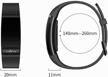 Smart Watch, GTab W611 Intelligent Bracelet Body Temperature Health Monitoring Electrocardiogram Analysis IP67 Waterproof Sport Tracker, Easy To Use(Color:Black)