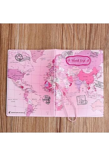 2 Pcs Combo World Trip Passport Cover | Ticket & Documents Holder - Blue & Pink