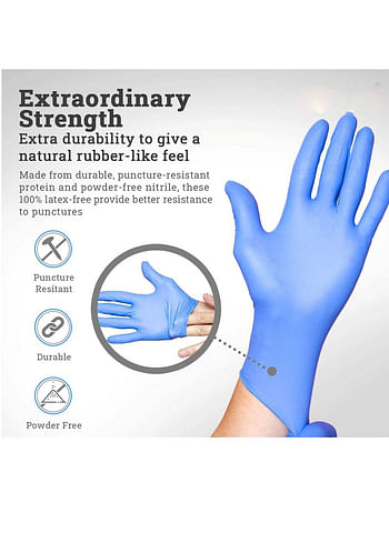 Powder Free Nitrile Disposable Blue Gloves 100 Pcs