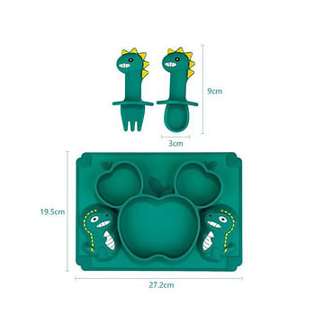 Silicone plates dinosaur design with spoon and fork