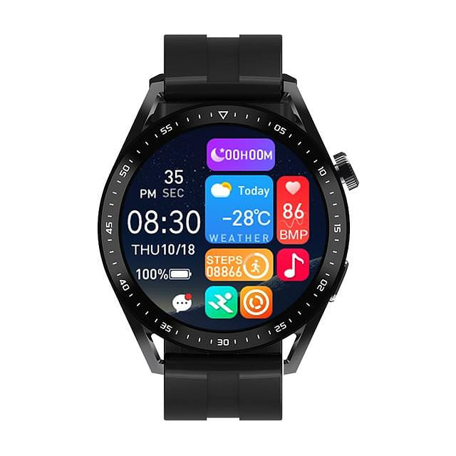 HW3 Pro Smart Watch Voice Assistant Blood Sugar Pressure Oxygen NFC IP67 Waterproof Bluetooth Call Wireless Charger for Android / IOS - BLACK