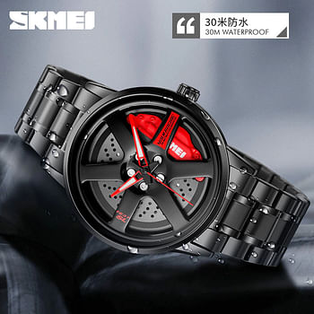 SKMEI 1787 Wheels Rolling Creative Fashion Men's Watch Che Youhui League Fans Butterfly Double Snap Watch RED