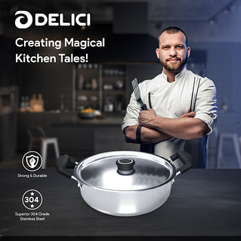 DELICI DKP 22B Stainless Steel Kadai Pan