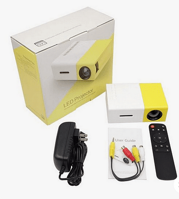 LED Projector 400 Lumens With USB/HD/AV/TF Card Slot/Mini Pocket Remote Controller For Smartphone/Laptop White/Yellow