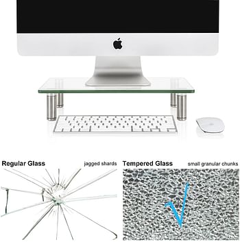 FITUEYES Glass Dual Computer Monitor Riser Desktop Stand 2 Pack -  DT103803GC