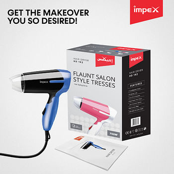 Impex HD 1K2 700W Hair Dryer with Speed Selector & Cool Shot Function