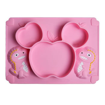 Silicone plates dinosaur design with spoon and fork